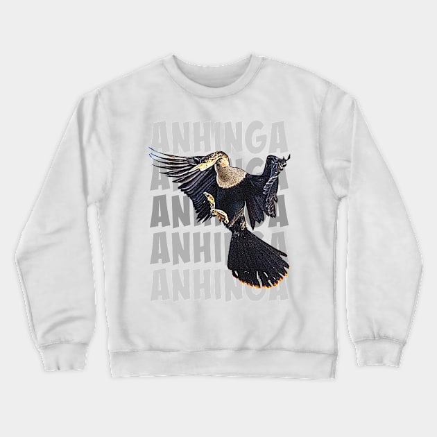 Anhinga Gray Crewneck Sweatshirt by Ripples of Time